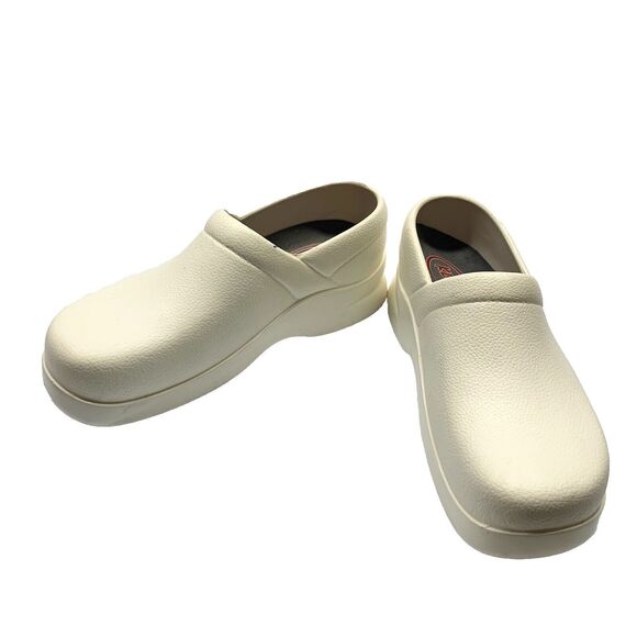 Klogs White Mules Clogs Womens Size 7M Molded Slip Resistant Shoes Non Marking - Picture 1 of 8